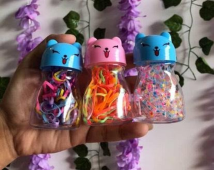Frasco de Ligas / Bandas Elásticas en Forma de Gatito